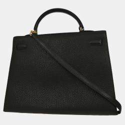 Pre Owned Hermes Black Ardennes Kelly 35 Sellier 2way Handbag