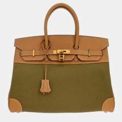 مملوكة مسبقًا حقيبة هيرمس بيركين 35 توال طبيعي كاكي فاخيه أوفيسييه