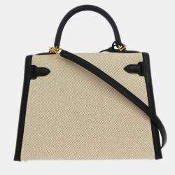 مملوكة مسبقًا حقيبة هيرمس كيلي سيلير 82 بيج أسود تويل إتش بوكس عجل بطريقة حمل ثنائية