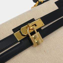 مملوكة مسبقًا حقيبة هيرمس كيلي سيلير 82 بيج أسود تويل إتش بوكس عجل بطريقة حمل ثنائية