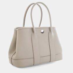 Pre Owned Hermes Garden Party 23 Grey Negonda Calfskin Leather Tote Bag