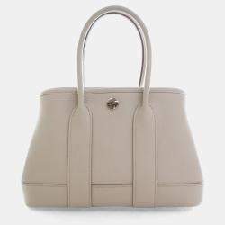 Pre Owned Hermes Garden Party 23 Grey Negonda Calfskin Leather Tote Bag