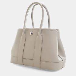Pre Owned Hermes Garden Party 23 Grey Negonda Calfskin Leather Tote Bag