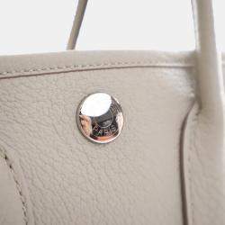 Pre Owned Hermes Garden Party 23 Grey Negonda Calfskin Leather Tote Bag