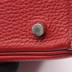Pre Owned Hermes Lindy 30 Rouge Garance Taurillon Clemence Leather Shoulder Bag