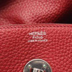 Pre Owned Hermes Lindy 30 Rouge Garance Taurillon Clemence Leather Shoulder Bag