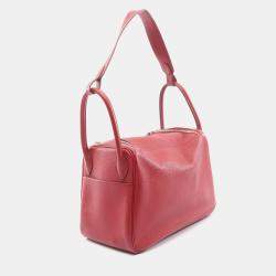 Pre Owned Hermes Lindy 30 Rouge Garance Taurillon Clemence Leather Shoulder Bag