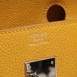 Pre Owned Hermes Birkin 30 Yellow Tone Togo Leather Tote Bag