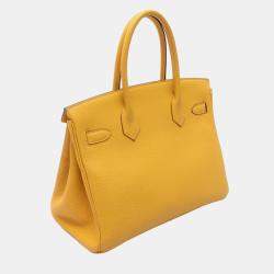 Pre Owned Hermes Birkin 30 Yellow Tone Togo Leather Tote Bag