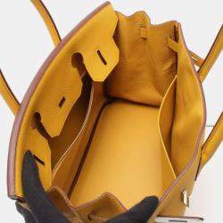 Pre Owned Hermes Birkin 30 Yellow Tone Togo Leather Tote Bag
