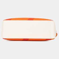 Pre Owned حقيبة هيرمس كاباس ه ان بيا 40 قماش H أبيض وبرتقالي سويفت