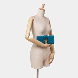 Pre Owned Hermes Blue Tadelakt Medor Clutch 23