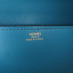 Pre Owned Hermes Blue Tadelakt Medor Clutch 23
