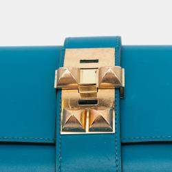 Pre Owned Hermes Blue Tadelakt Medor Clutch 23
