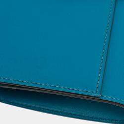 Pre Owned Hermes Blue Tadelakt Medor Clutch 23