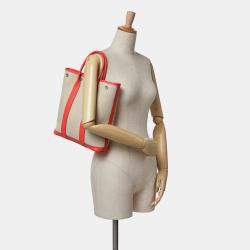 Pre Owned حقيبة هيرمس جاردن فايل 28 نغوندا وقماش بني أحمر