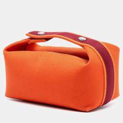 Pre Owned Hermes Orange Small Toile Bride A Brac Case