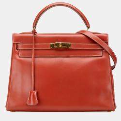 Pre Owned Hermes Red Box Calf Kelly Retourne 32