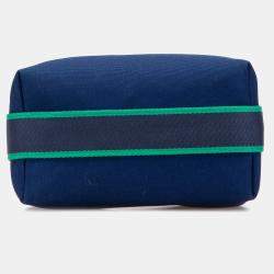 Pre Owned حقيبة هيرمس بريدي أ براك قماش أزرق أخضر صغيرة