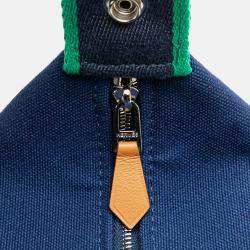 Pre Owned حقيبة هيرمس بريدي أ براك قماش أزرق أخضر صغيرة