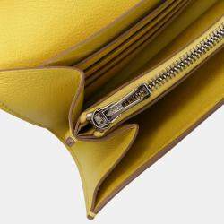 Pre Owned Hermes Yellow Evercolor Constance Wallet To Go