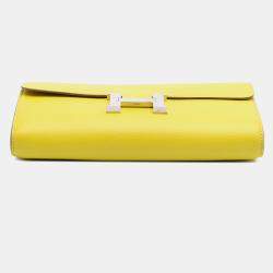 Pre Owned Hermes Yellow Evercolor Constance Wallet To Go