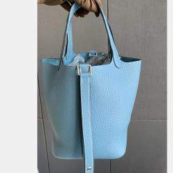 مملوكة مسبقًا Hermes Picotin Lock 18 Denim Blue with palladium hardware