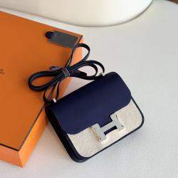 Pre Owned Hermes Constance 19 Silk Deep Sea Blue / Midnight Blue