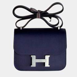 Pre Owned Hermes Constance 19 Silk Deep Sea Blue / Midnight Blue