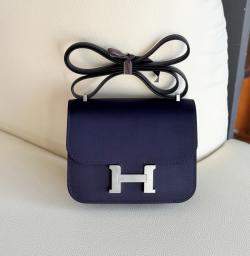 Pre Owned Hermes Constance 19 Silk Deep Sea Blue / Midnight Blue