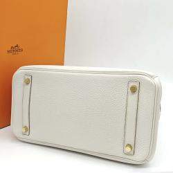 Pre Owned حقيبة هيرمس بيركين 30 ميكشايك أ بيض توغو مع إكسسوارات ذهبية وردية