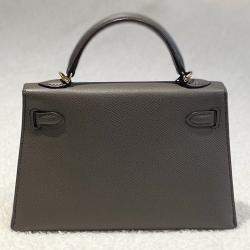 Pre Owned Hermes Mini Kelly II Epsom Etain with gold hardware