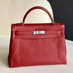 مملوكة مسبقًا Hermes Kelly 32 red Togo with palladium hardware