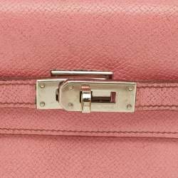 مملوكة مسبقًا Hermes Kelly Longue Rose Bubblegum Epsom Leather Continental Wallet