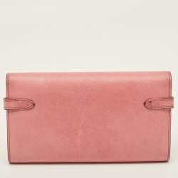 مملوكة مسبقًا Hermes Kelly Longue Rose Bubblegum Epsom Leather Continental Wallet