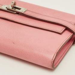 مملوكة مسبقًا Hermes Kelly Longue Rose Bubblegum Epsom Leather Continental Wallet