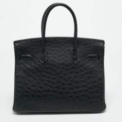 مملوكة مسبقًا Hermes Birkin 30 Rose Gold Finish Noir Ostrich Tote