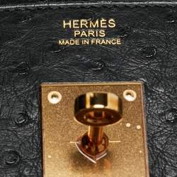 مملوكة مسبقًا Hermes Birkin 30 Rose Gold Finish Noir Ostrich Tote
