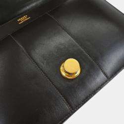 Pre Owned Hermes Brown Box Calf Leather Shoulder Bag
