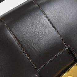 Pre Owned Hermes Brown Box Calf Leather Shoulder Bag