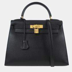 Pre Owned Hermes Black Ardennes Kelly 28 Sellier 2way Handbag