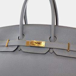 Pre Owned Hermes Bleu Lin Togo Birkin 35