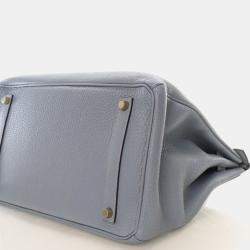 Pre Owned Hermes Bleu Lin Togo Birkin 35
