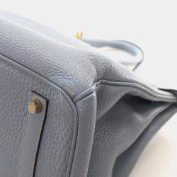 Pre Owned Hermes Bleu Lin Togo Birkin 35