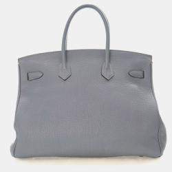 Pre Owned Hermes Bleu Lin Togo Birkin 35