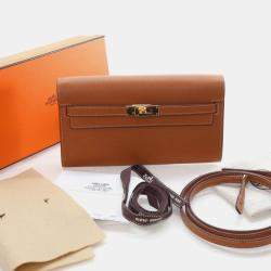 Pre Owned Hermes Gold Epsom Kelly To Go Wallet
