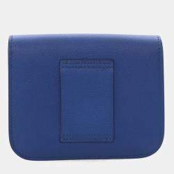 Pre Owned Hermes Bleu France Evercolor Constance Slim Wallet