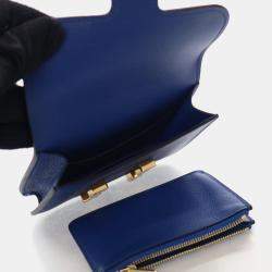 Pre Owned Hermes Bleu France Evercolor Constance Slim Wallet