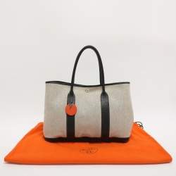 Pre Owned Hermes Garden Party 36 Beige/Black Toile Canvas and Negonda Leather Tote