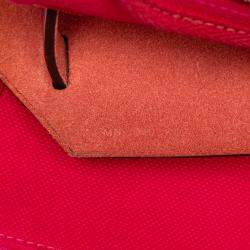 Pre Owned Hermes Pink Red Toile Herbag Zip 31 Laque